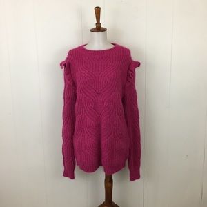 Boden NEW Cable Frill Crew Neck Sweater